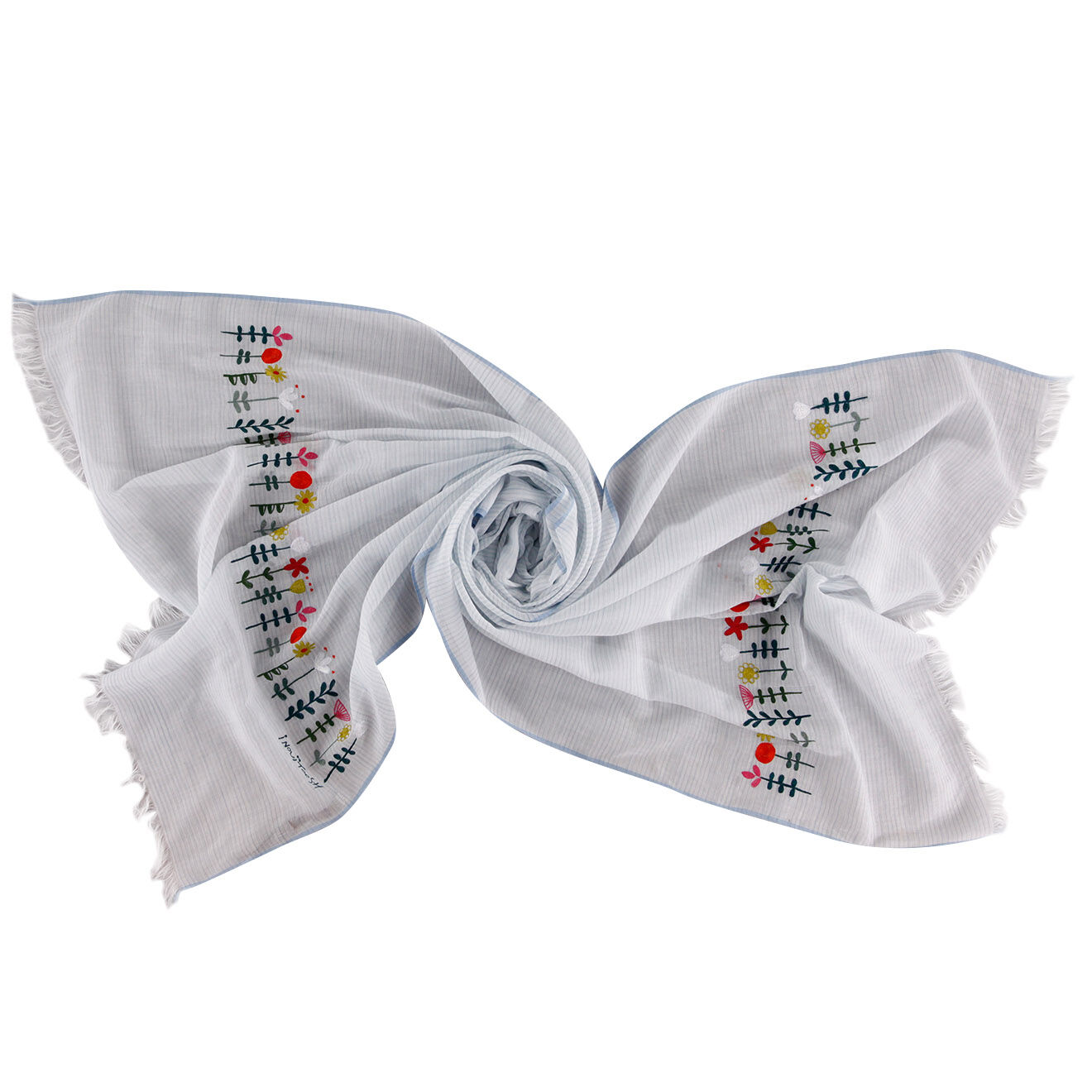 Inouitoosh Étole en Coton Lois blanche - 70x190 cm