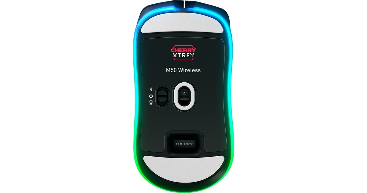 CHERRYXTRFY M50 Wireless gaming muis  (Zwart, 12.000 dpi, RGB, Bluetooth 5.2 / 2.4 Ghz / USB)