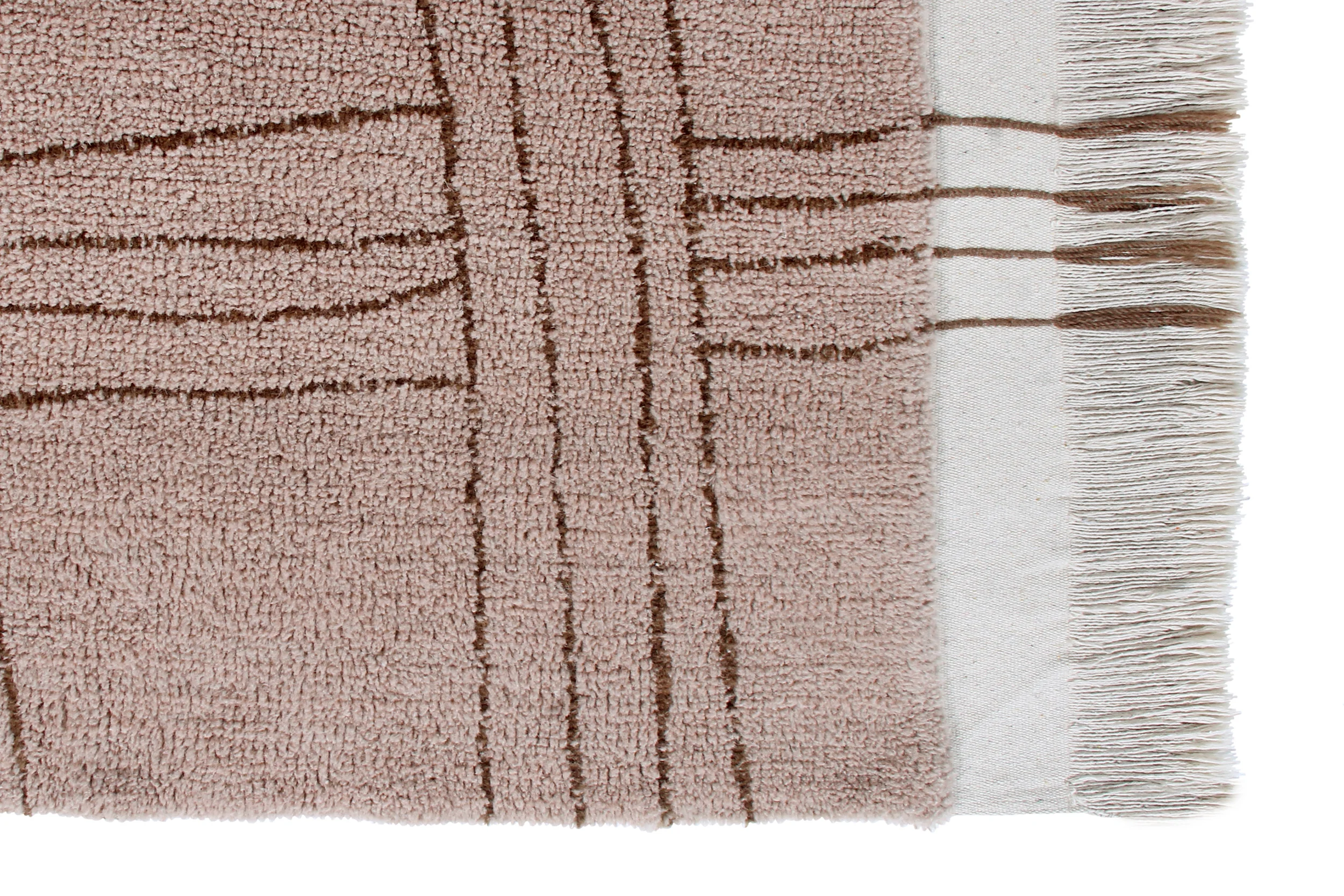 SHUKA - Tapis rectangulaire en laine lavable | Rose