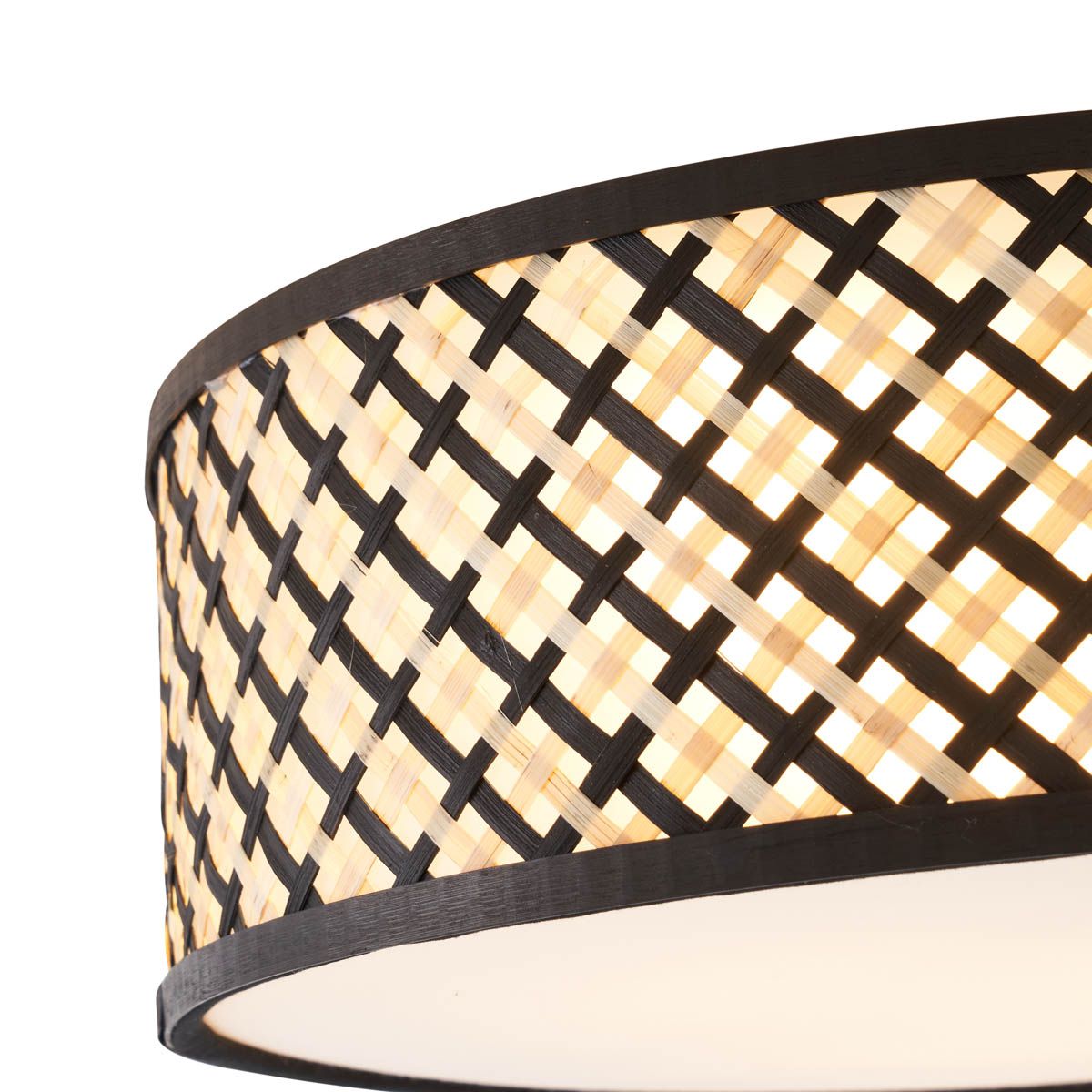 Oosterse plafondlamp rotan met zwart 40cm - Tremmo