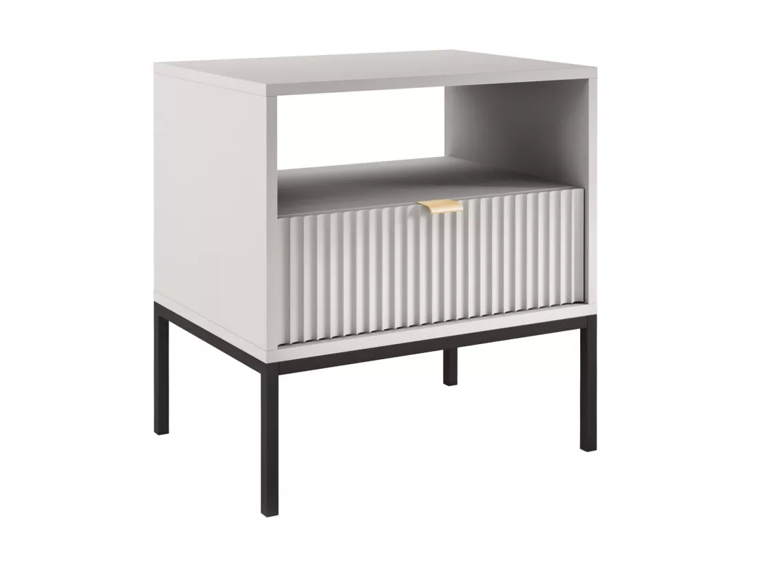 Table de chevet 1 tiroir et 1 niche - Gris - LIOUBA de Pascal Morabito
