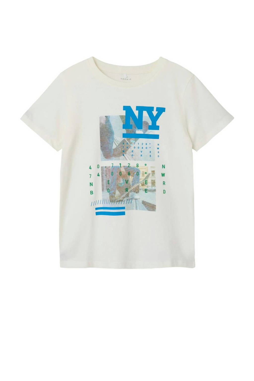 NAME IT T-shirt NKMHERRA met printopdruk offwhite