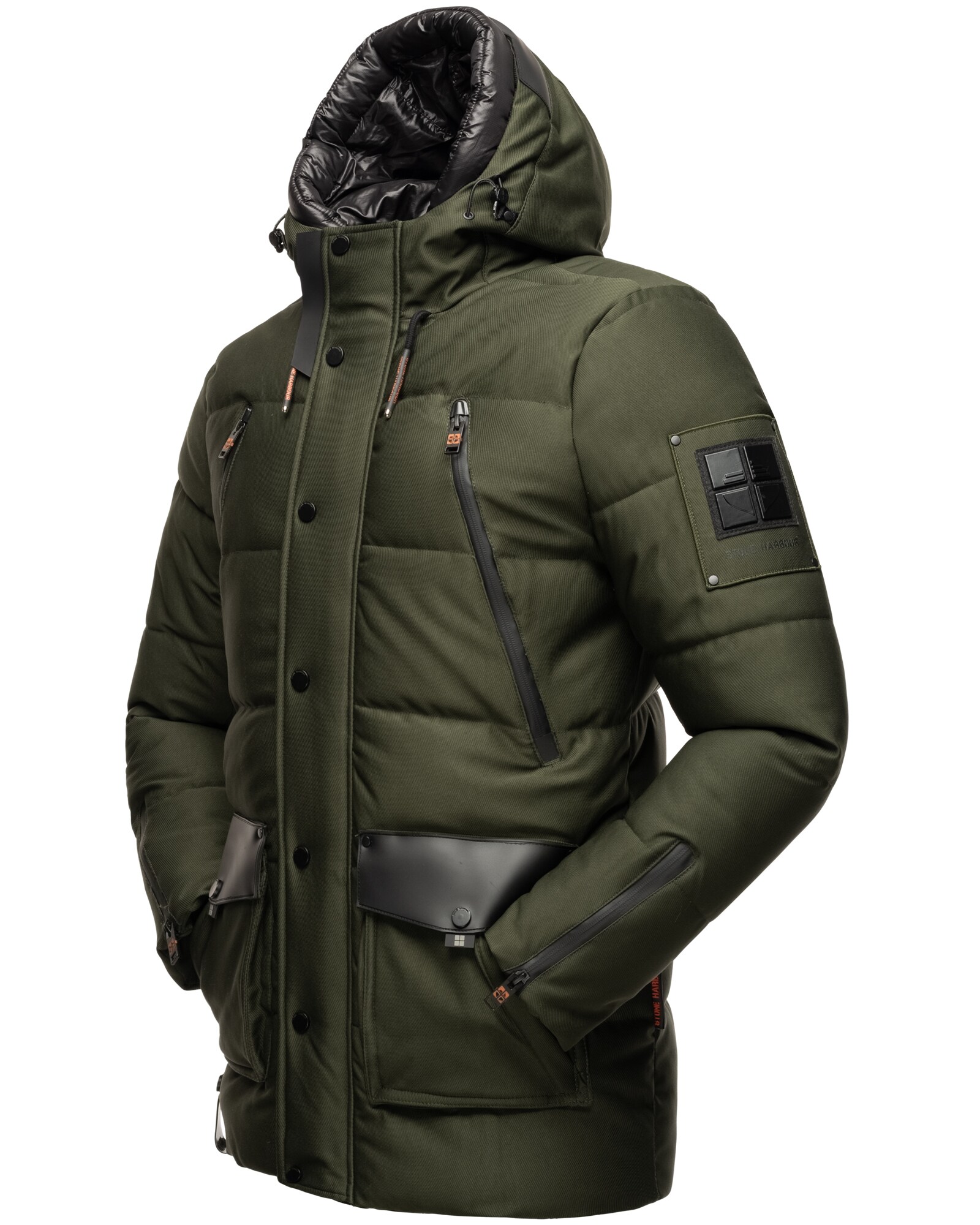 STONE HARBOUR Herren Winterjacke Warm Gefütterter Wintermantel mit Doppelter Kapuze Mitjaa