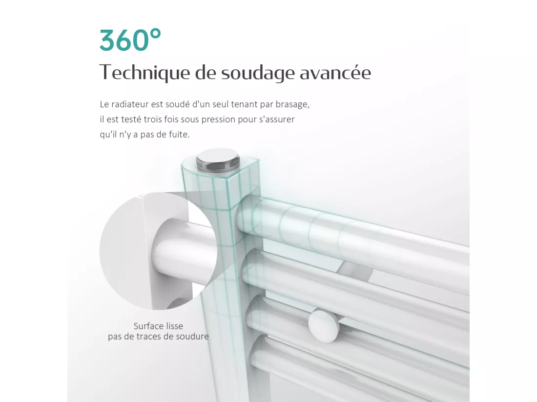 EMKE Sèche-serviette eau chaude, Radiateur sèche-serviettes raccordement central Blanc 160x40cm 547Watts