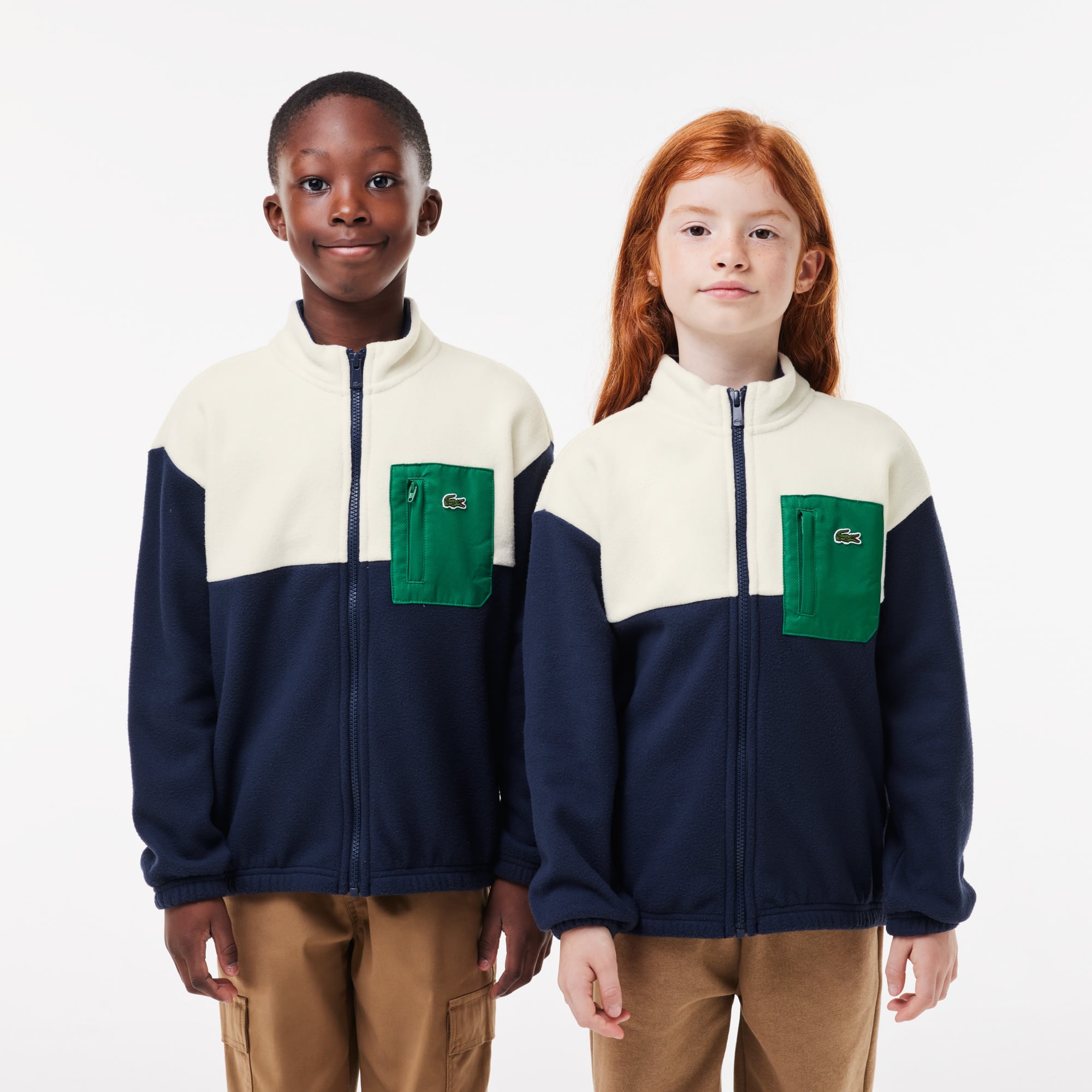 Sweatshirt zippé contrasté avec col montant Pullovers & Sweatshirts - Bleu - Lacoste - Enfant