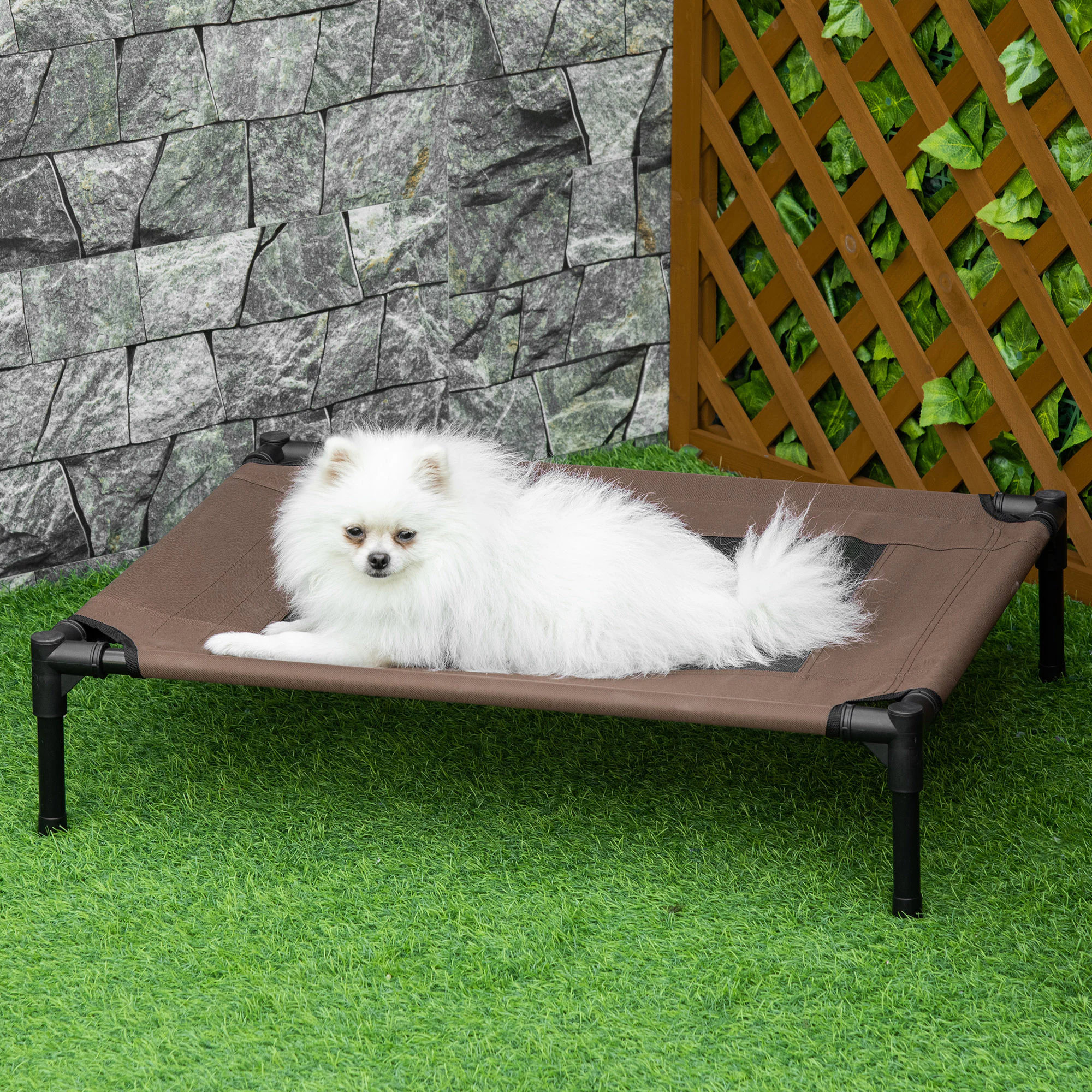 PawHut Hundebett mit erhöhtem Design braun 76L x 61B x 18H cm