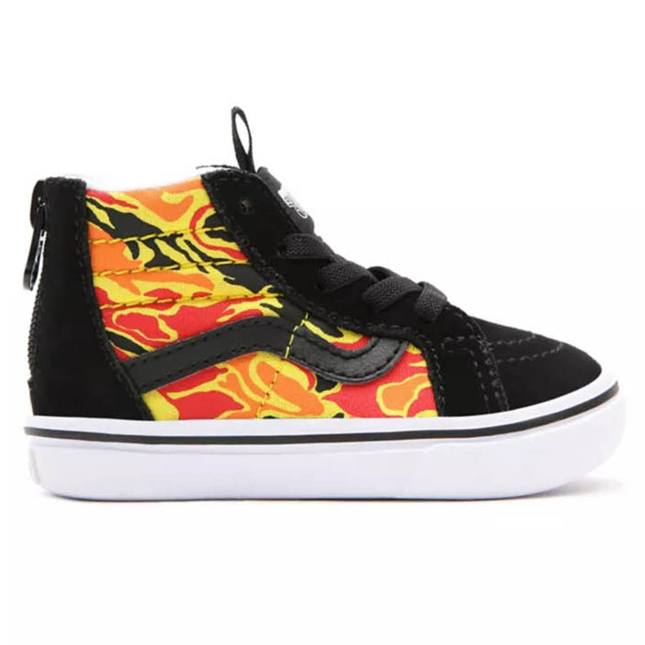 Vans Sneakers en Toile & Velours de Cuir Flame Camo ComfyCush Sk8-Hi Zip noir/rouge/orange/jaune