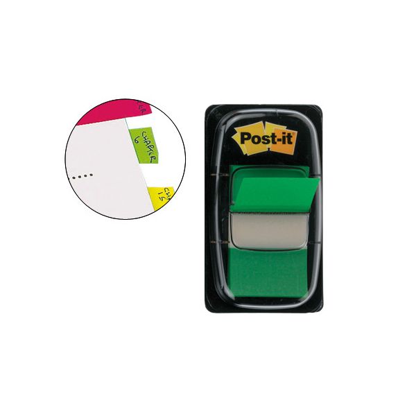 Post-it Dispensador Notas Autoadesivas Index 25.4 x 43.2 mm 50 Folhas Verde 1 Un.