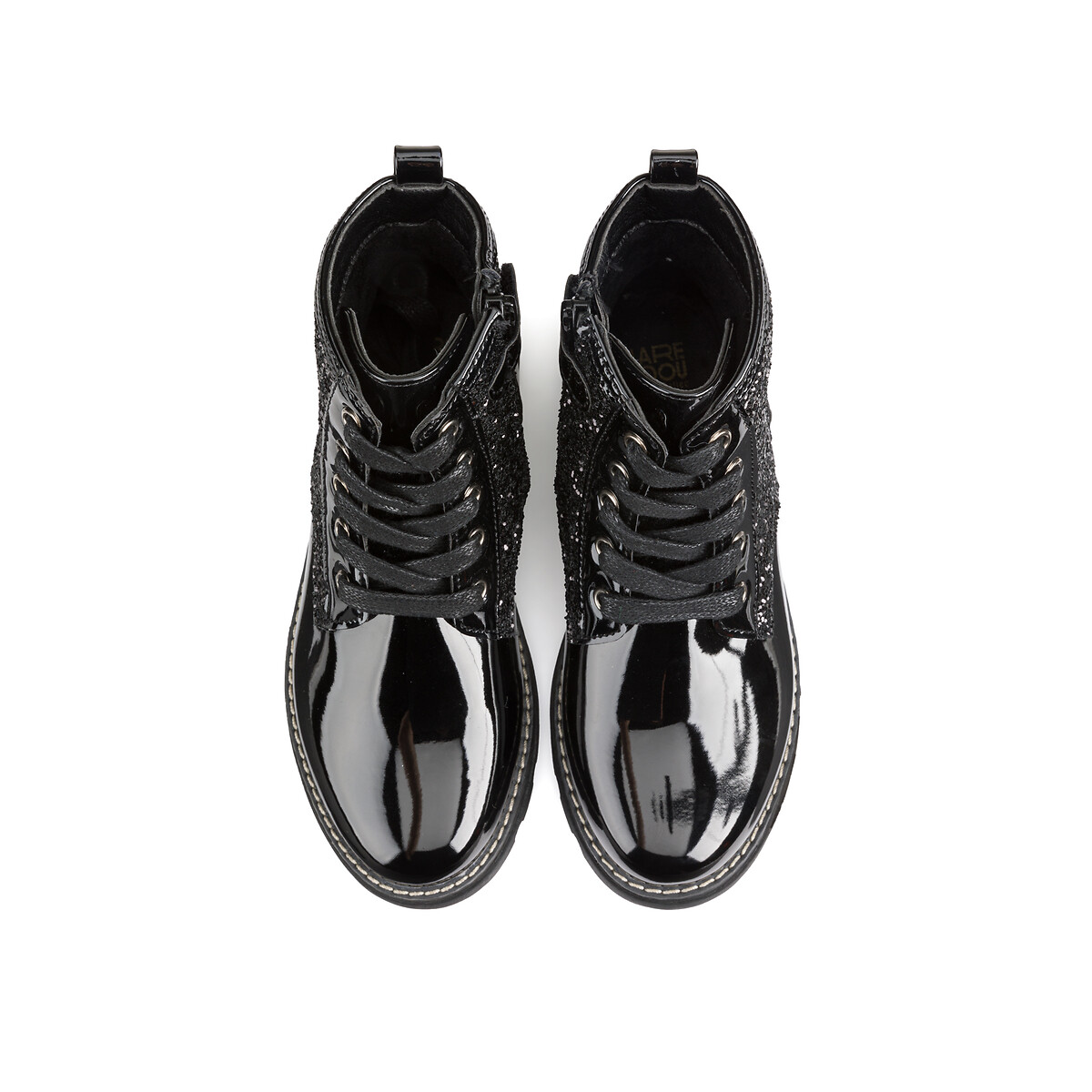 COLEÇÃO LA REDOUTE<br>Botas de cano curto com lantejoulas, zíper e cadarços