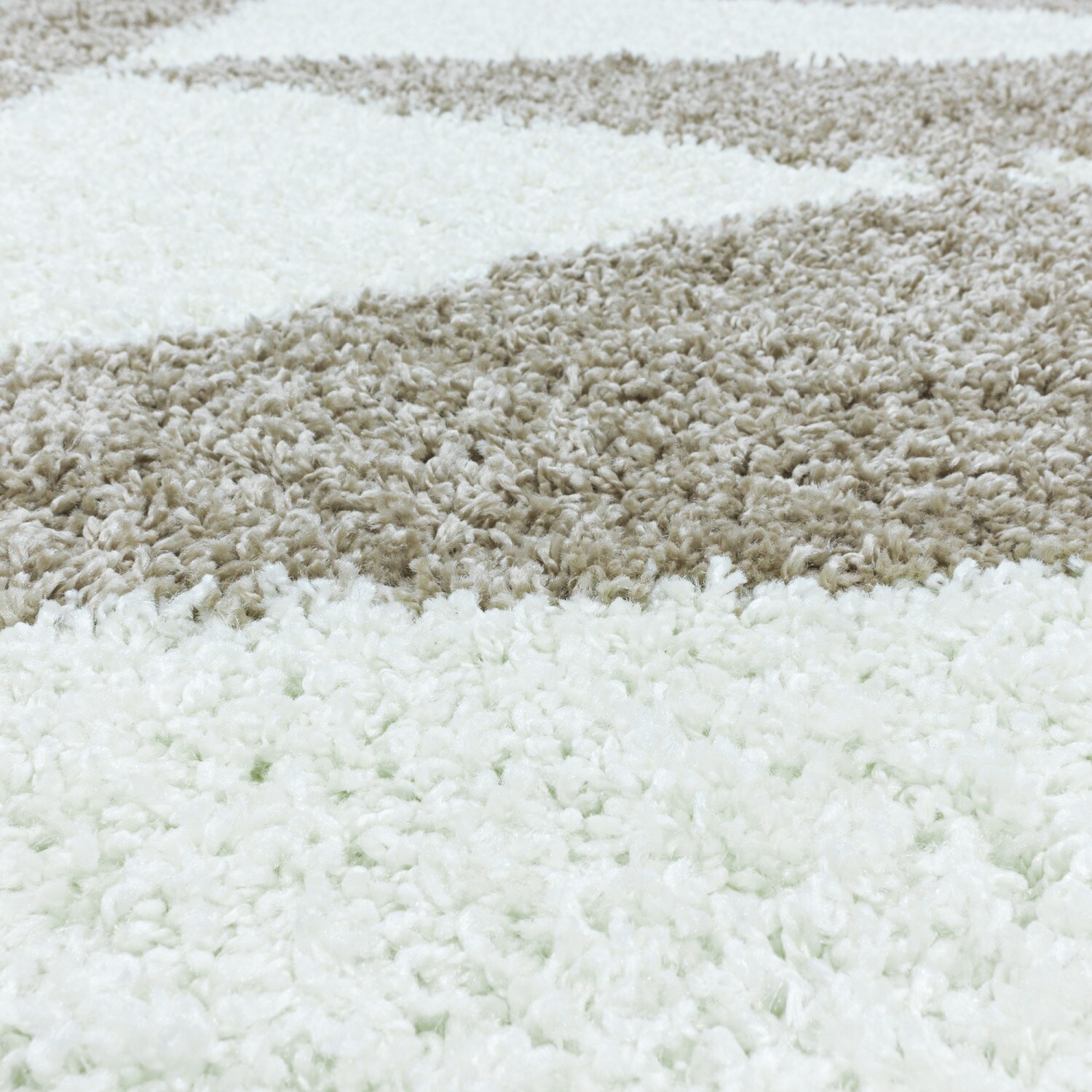 Stilvoller Runde Hochflor Teppich, Modernes geometrisches Design, Shaggy Teppich