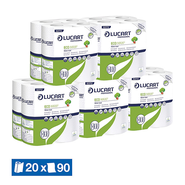 Essuie-tout Lucart Eco 2 épaisseurs, colis de 20 rouleaux