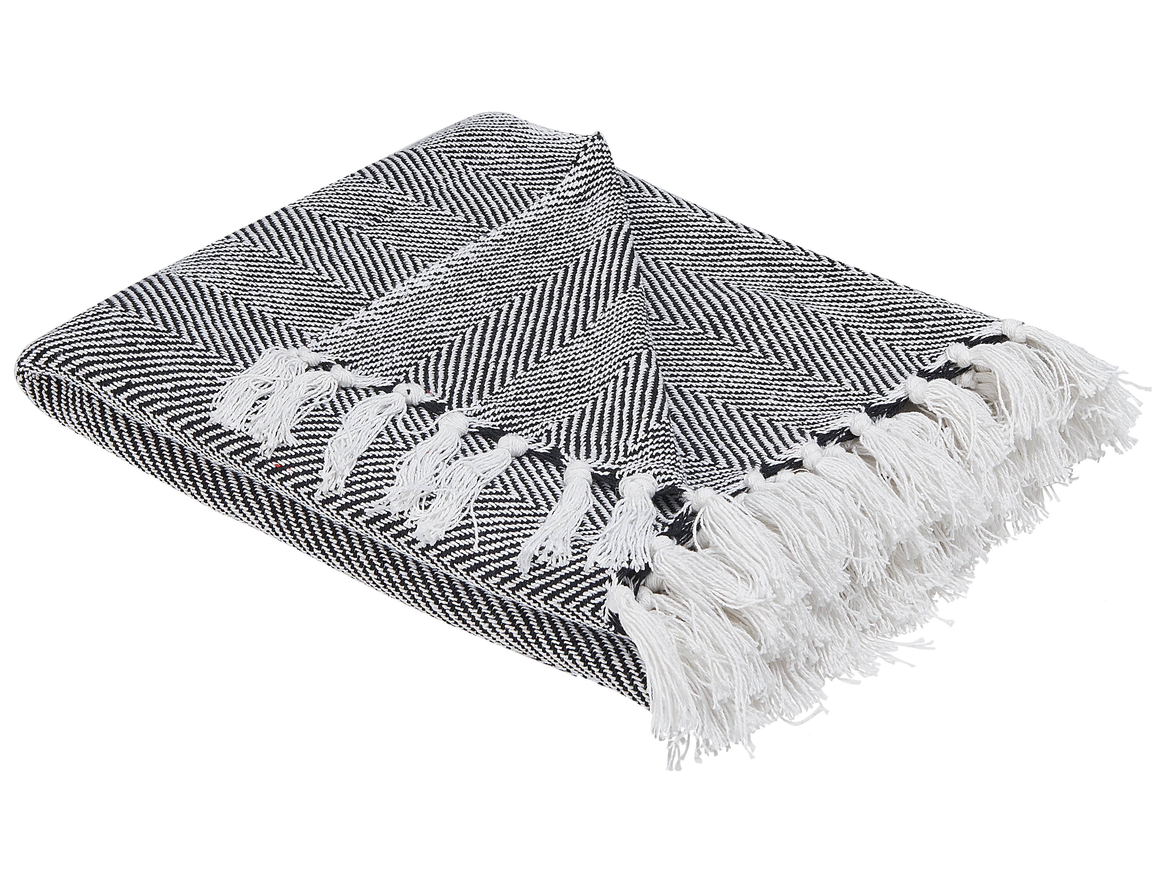 Plaid TANGIER Katoen 130 x 160 cm Zwart