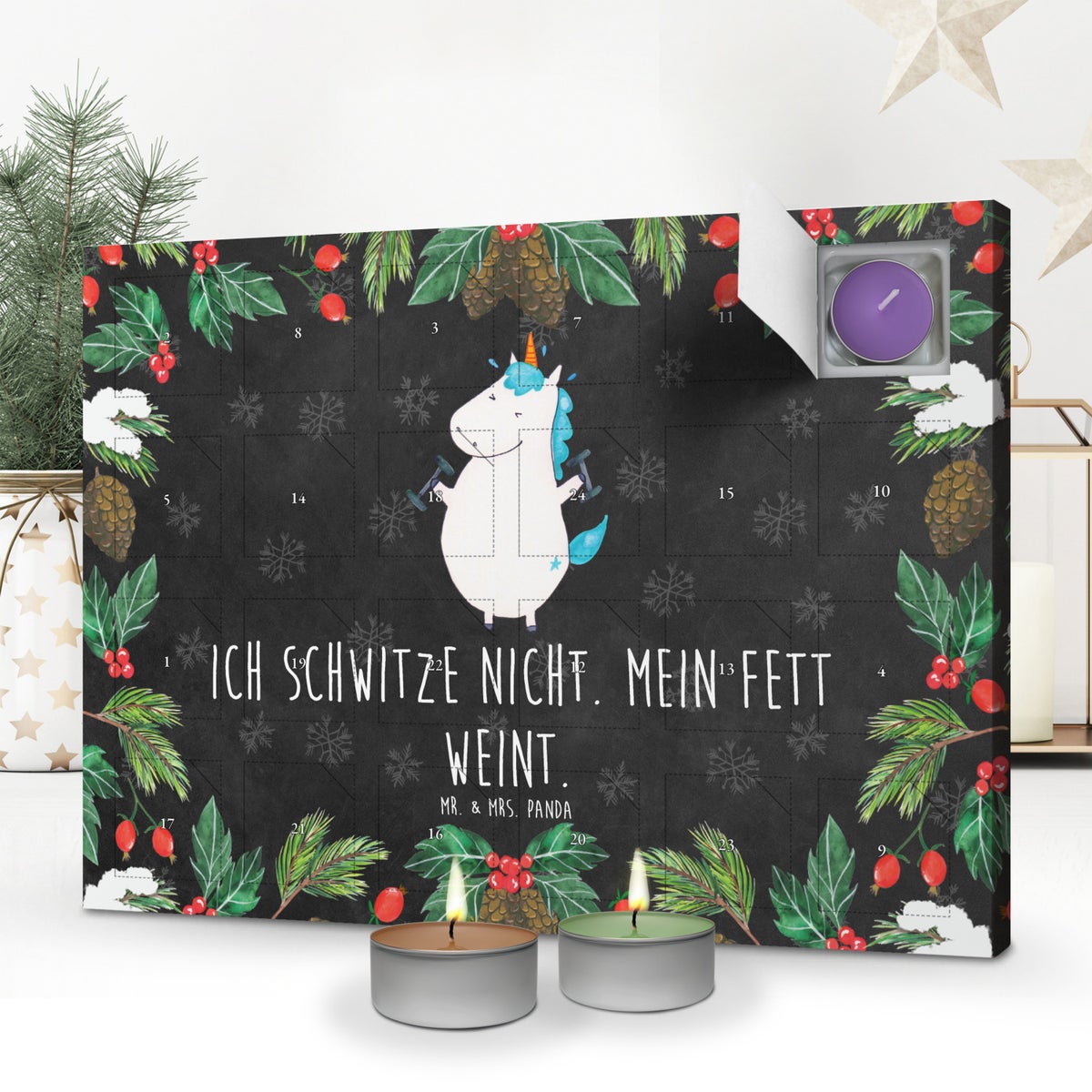 Mr. & Mrs. Panda Geurkaars Adventskalender Eenhoorn Fitness - Zwart