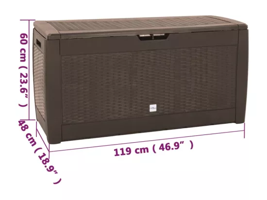 Boîte de stockage de jardin Marron 119x48x60 cm Polypropylène
