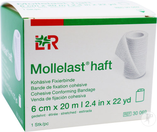 Lohmann & Rauscher Mollelast Haft Bande De Fixation Cohésive Elastique 6cmx20m 1 Pièce (30069)