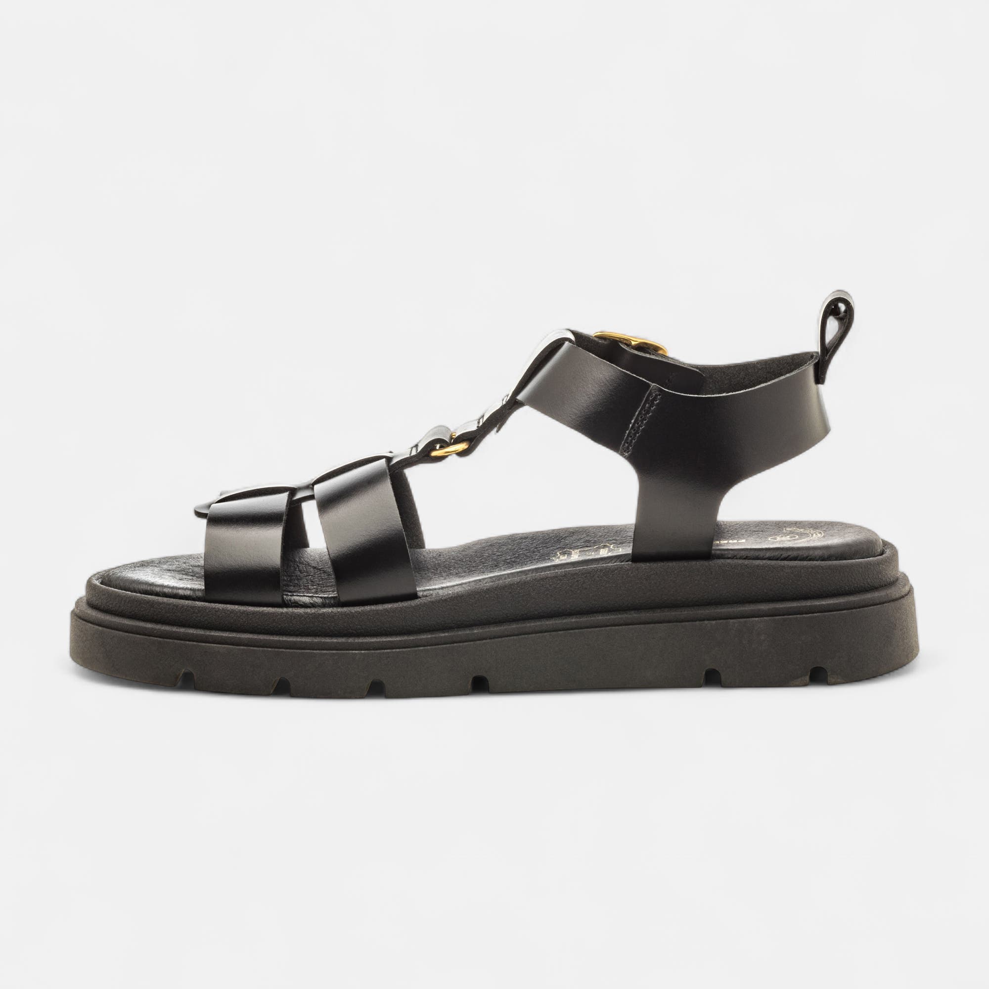 Sandales Femme en cuir noir