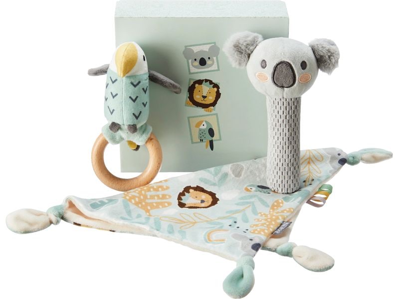 Nuby Geschenkset Papagei-Koala-Löwe 3-teilig Geburtsset für Babys