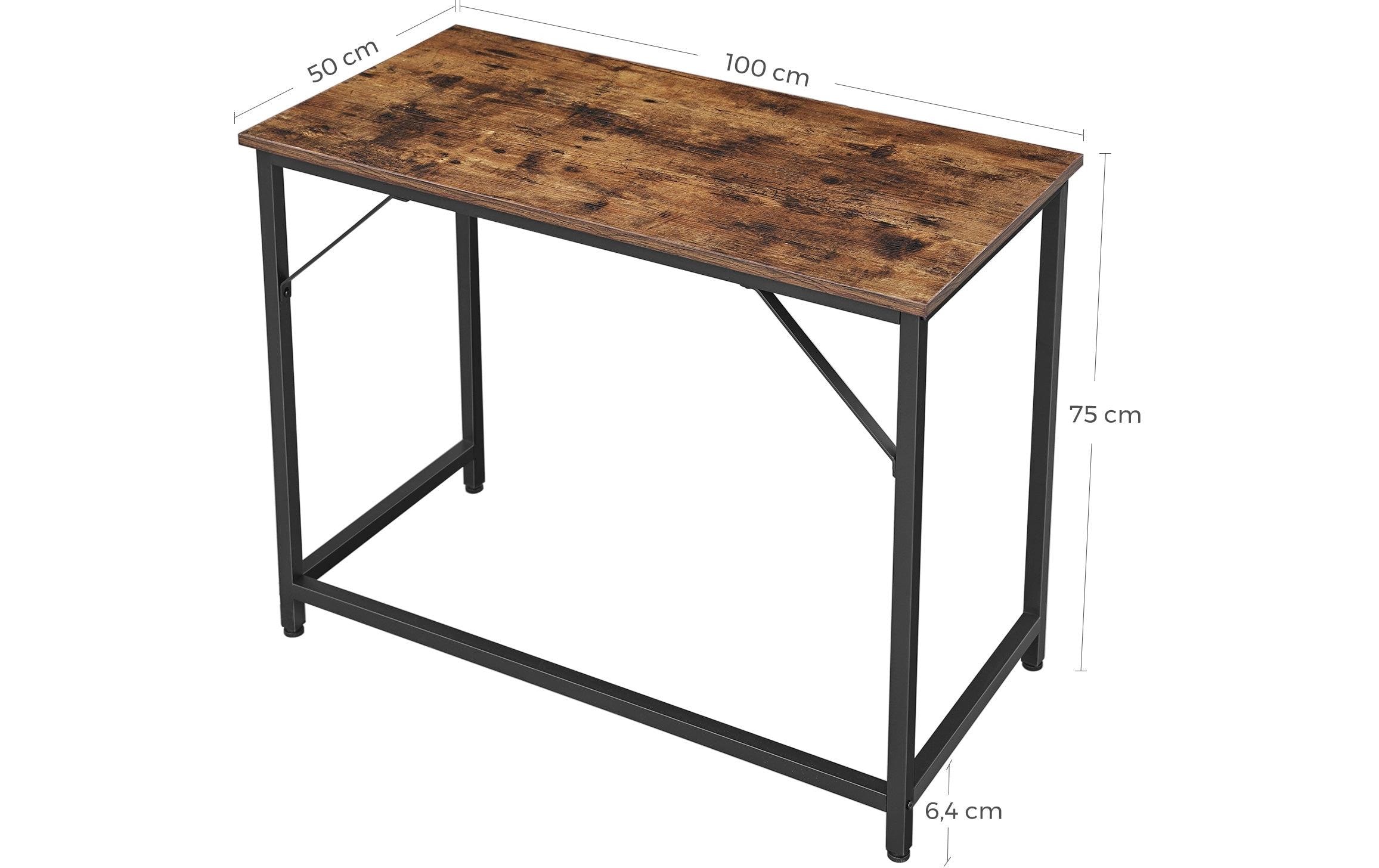 Konsolentisch 100 x 75 cm, Braun/SchwarzSchmaler Schreibtisch mit Stahlrahmen