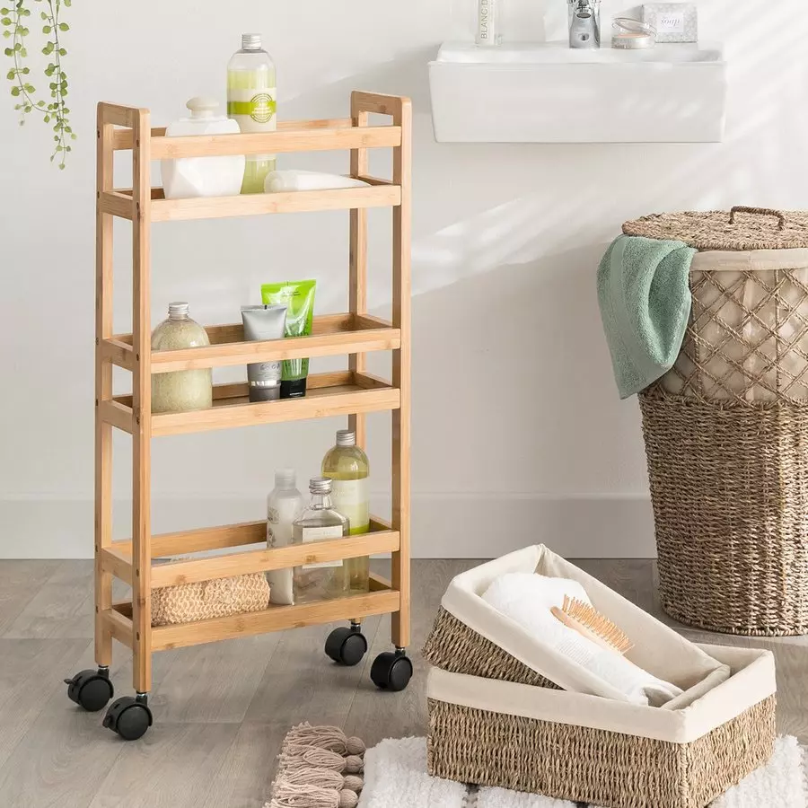 Desserte 3 niveaux bambou (H74,5 cm) Pia Naturel