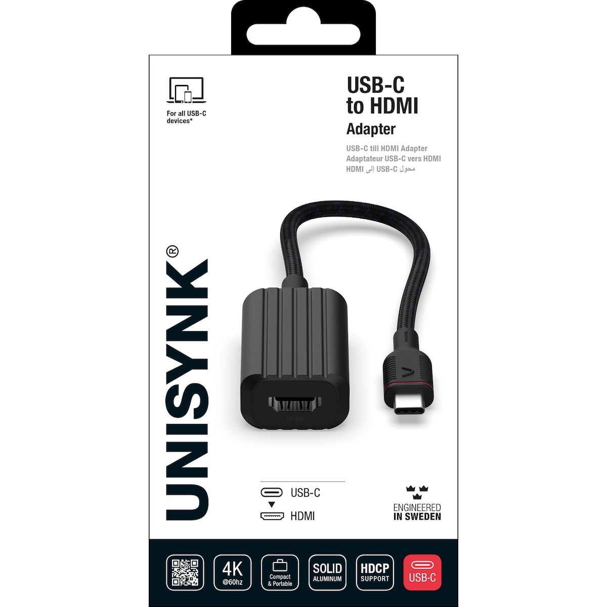 Unysink USB-C til HDMI adapter 10377 (sort)