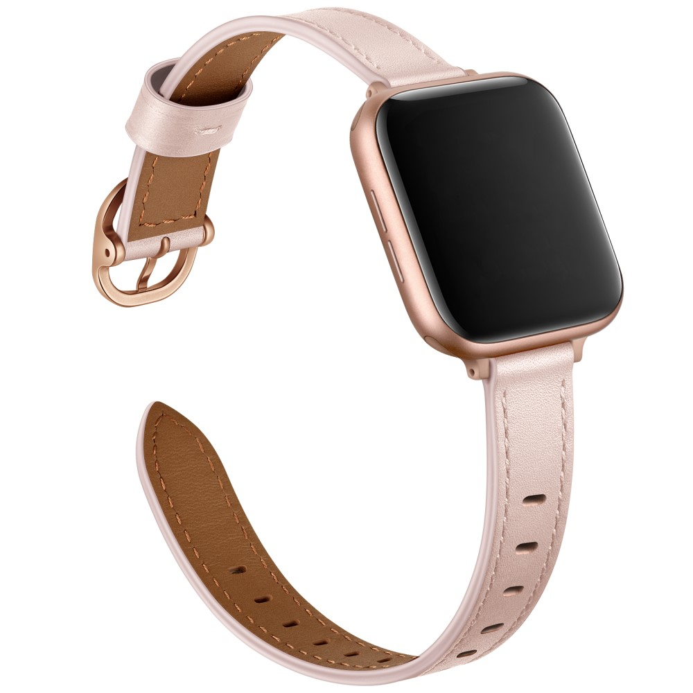 Apple Watch (42/41/40/38 mm) Ersatz Echtleder Armband Slim (Gelenkumfang: 170-220mm) - Rosa / Roségold