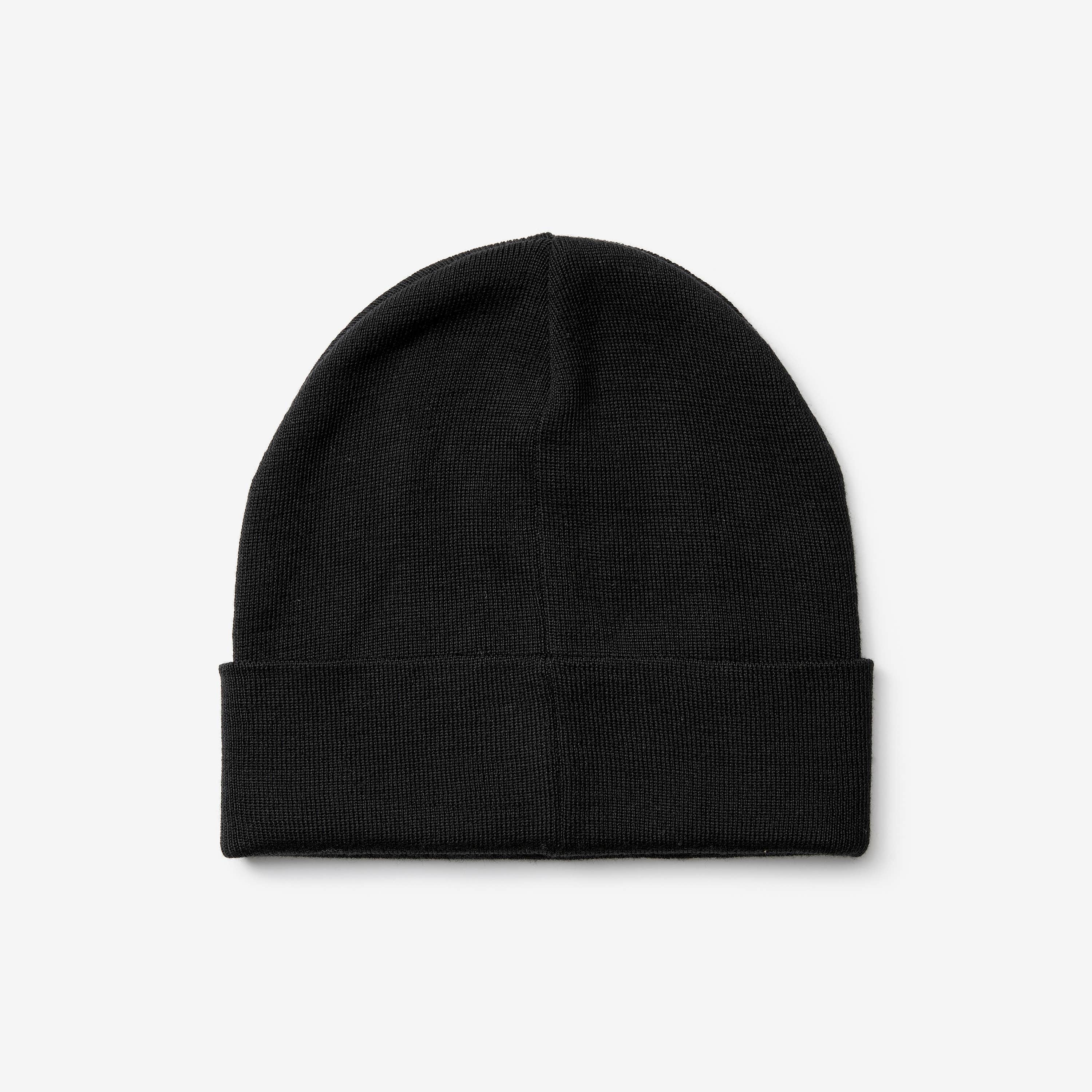 Merino 3D Logo Beanie  Black