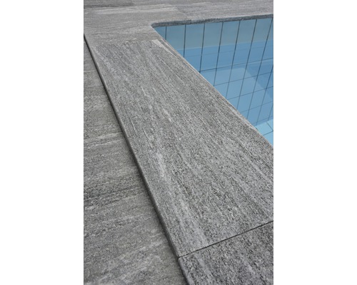 FLAIRSTONE Zwembadrand, Arctisch Gneis element, recht grijs, 1 lange zijde afgerond, 115 x 35 x 3 cm