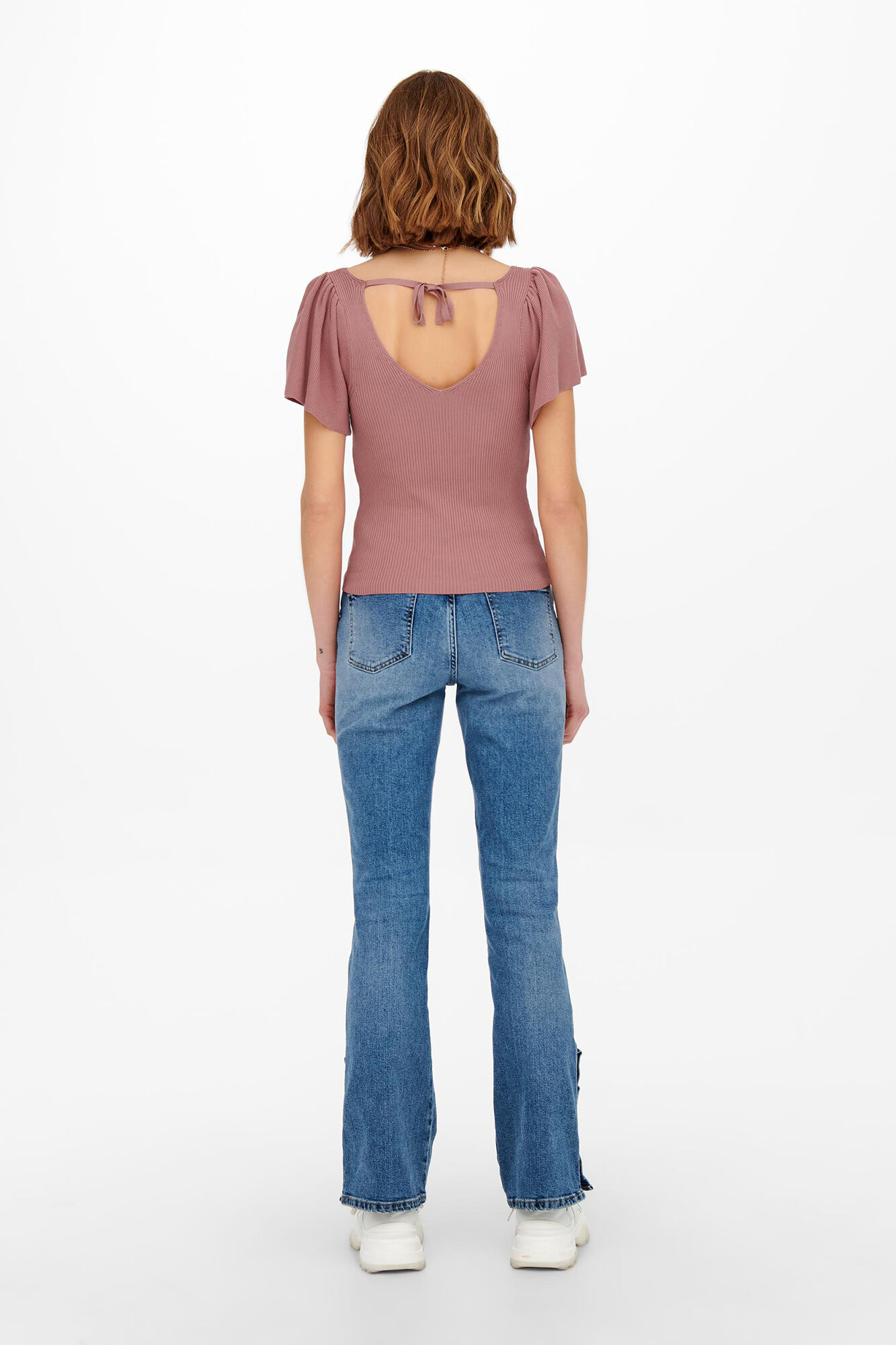 Blusa de manga curta com amarração