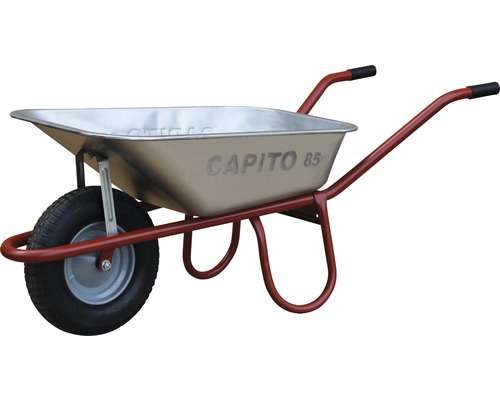CAPITO Standaard kruiwagen ALLCAR 85 liter smalle diepe bak, rubberen wielen met blokprofiel en stalen velg incl. kunststof handgrepen