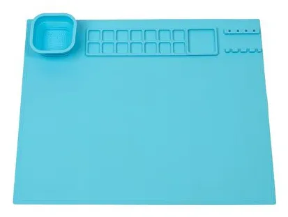 WEDO farvemåtte i silikone, (B)400 x (D)500 mm, lyseblå sammenklappelig, med sammenklappelig farvekop, vaskbar, med lille - 1 stk (79504010)