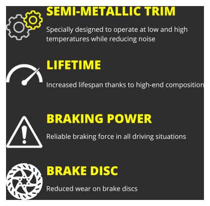 Paires de Plaquettes BLACK RIDER pour SRAM Guide Semi-métallique 