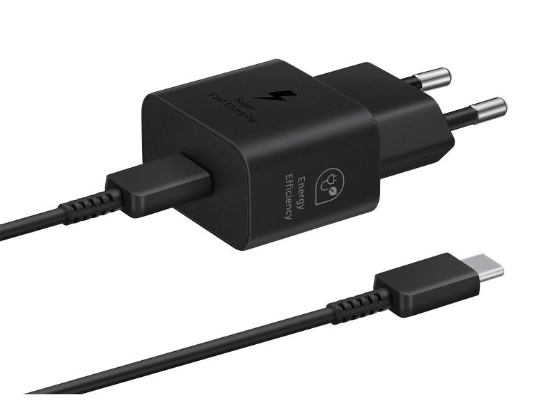 Samsung Schnellladeadapter 25 Watt EP-T2510X mit Kabel Kompakter USB-C-Ladeadapter mit bis zu 25 Watt Ladeleistung