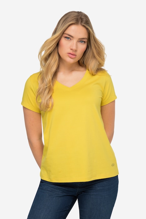T-Shirt, kleiner Knoten Print, V-Ausschnitt, Halbarm, OEKO-TEX MIG