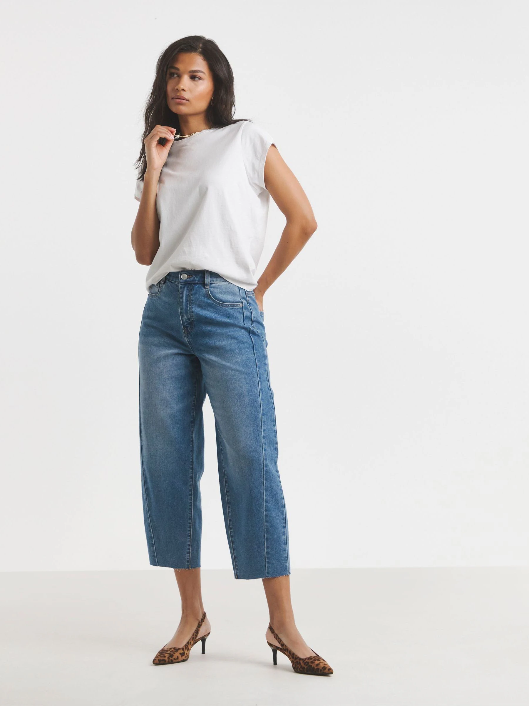 Simply Be Cropped Barrel Leg Jeans