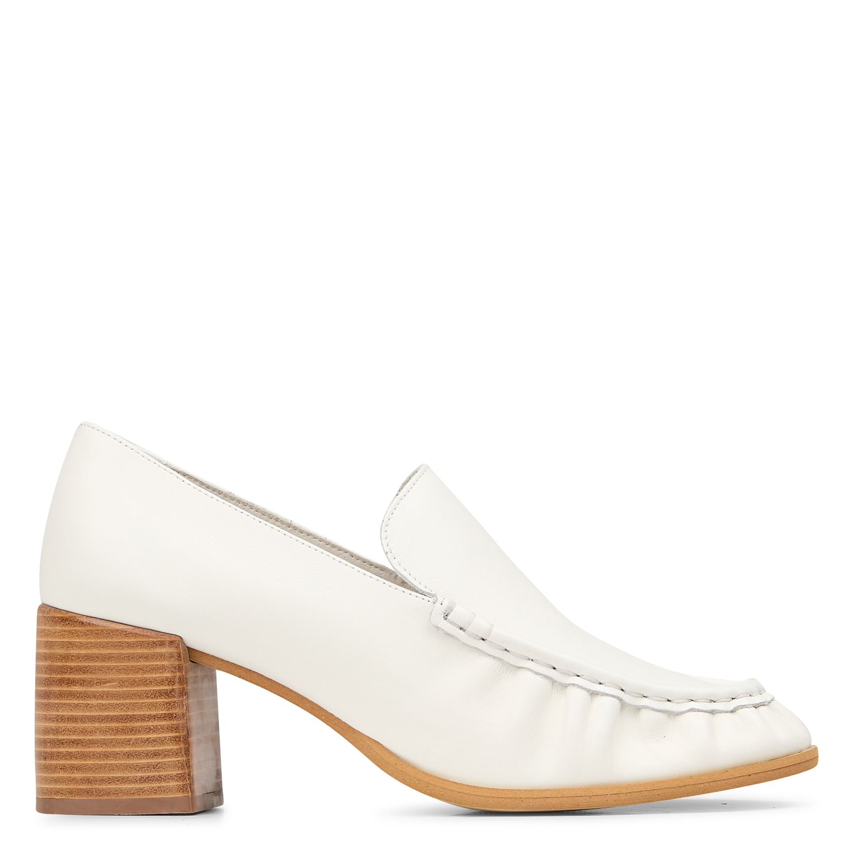 HIKARI - Mocassins à talons en cuir | Blanc