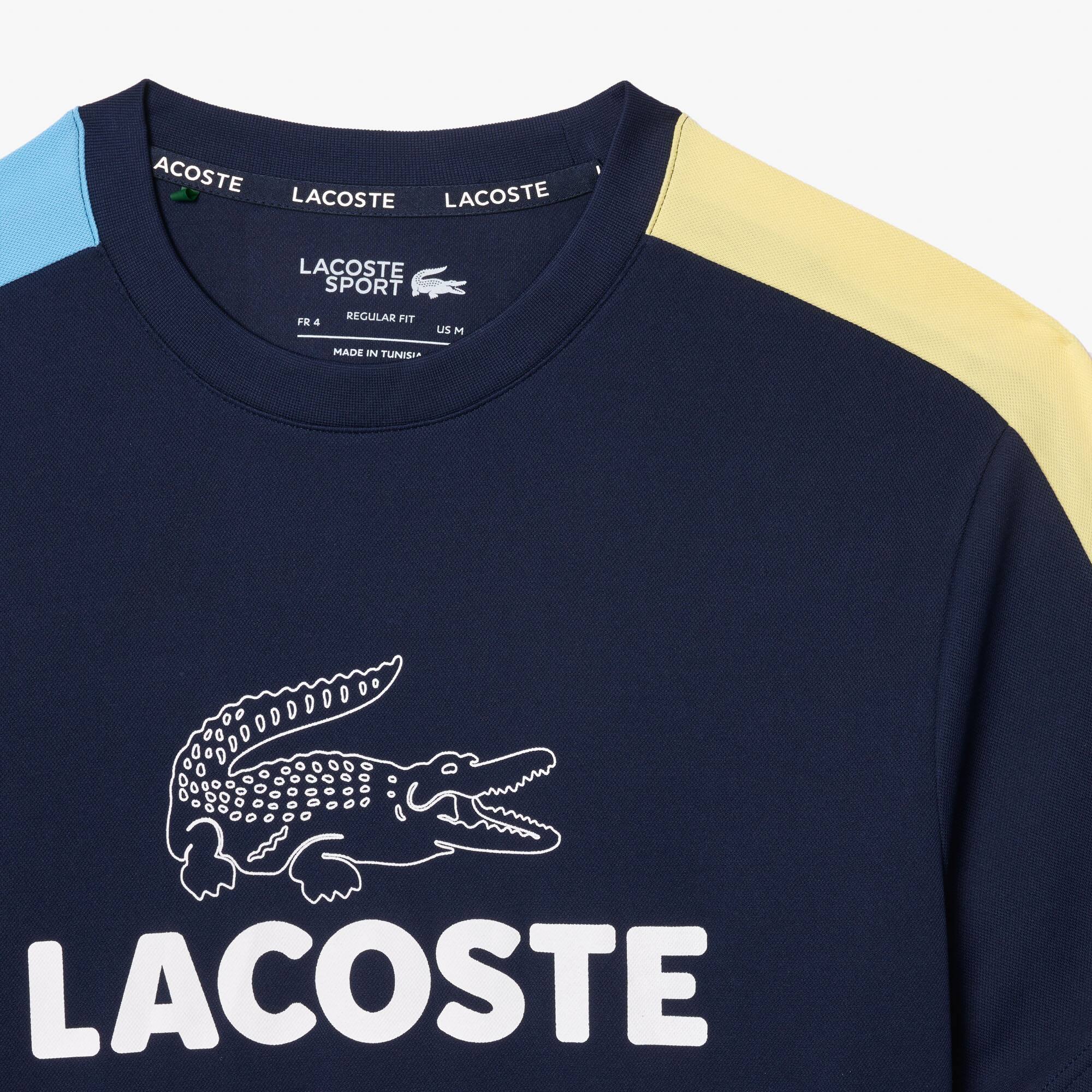 Ultra-Dry Tennis-T-Shirt mit Colour-Block und Aufdruck T-Shirts - Blau - Lacoste - Herren