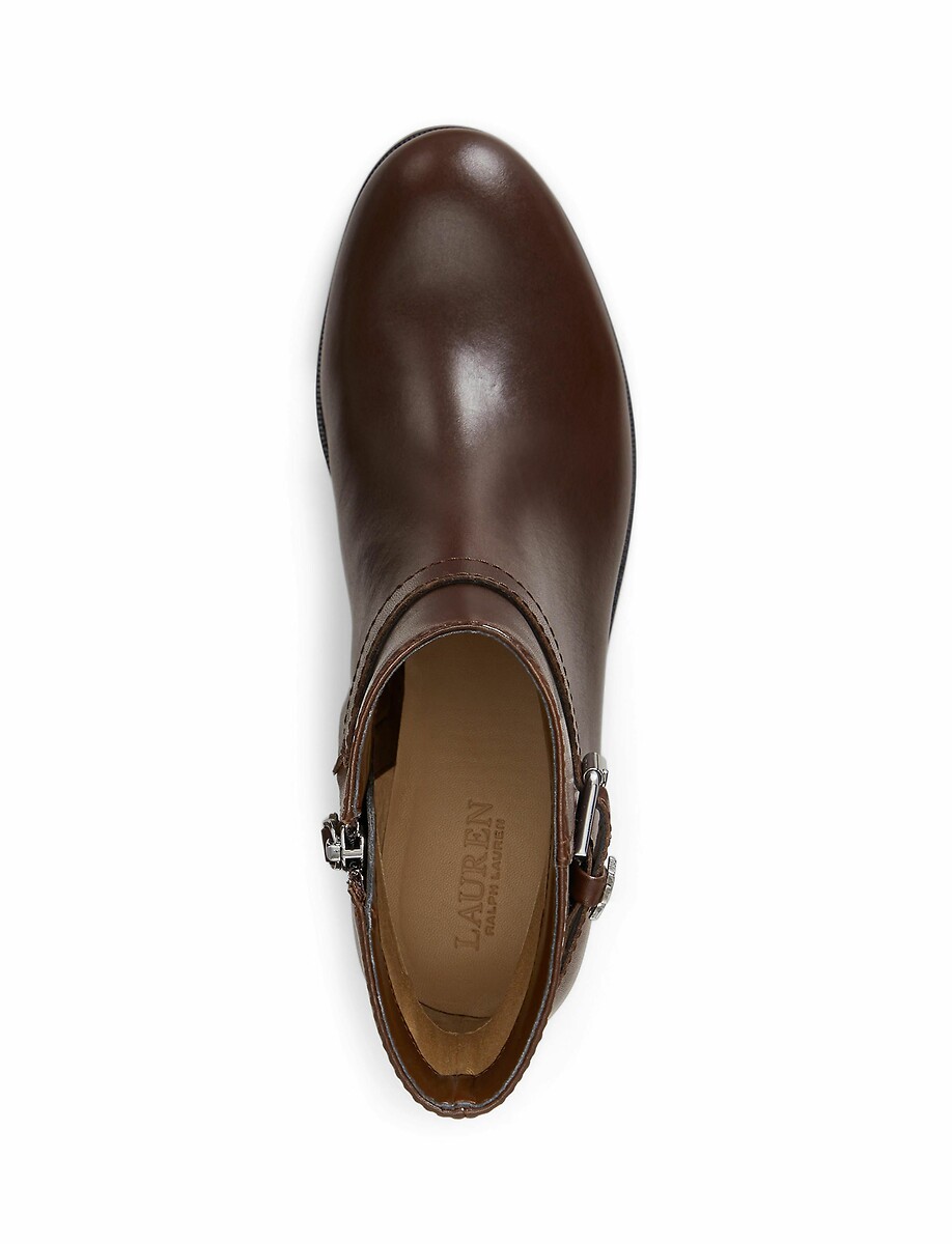 LAUREN RALPH LAUREN<br>Botas de tornozelo Brooke em couro liso