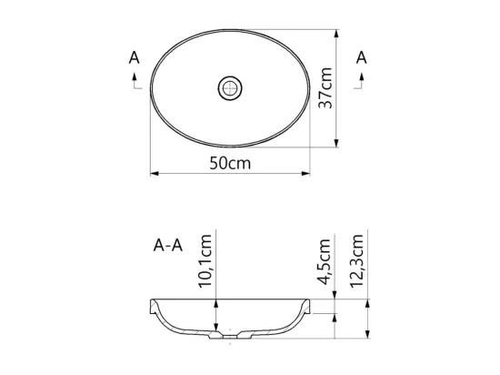 Vasque à encastrer RUNA - 75% Minéral Blanc Brillant Ovale 50*37*H12,3cm - LAVABERG