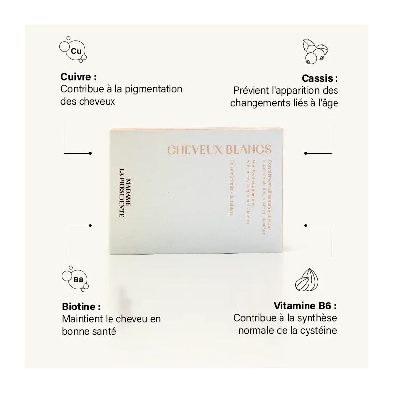 Complément alimentaire cheveux Cheveux blancs Madame la Présidente