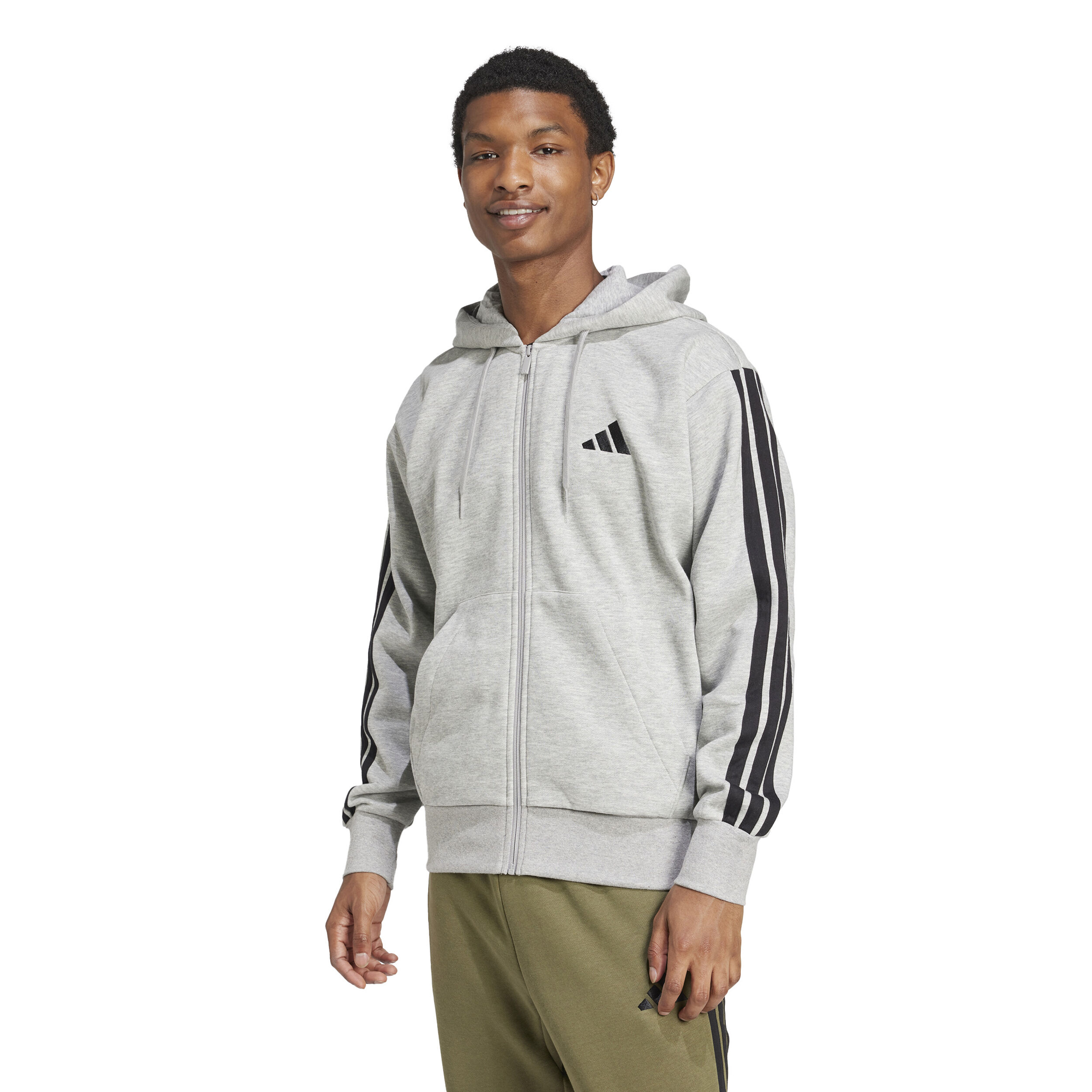 adidas Essentials 3 Stripes Gilet En Coton Hommes - Gris , Noir