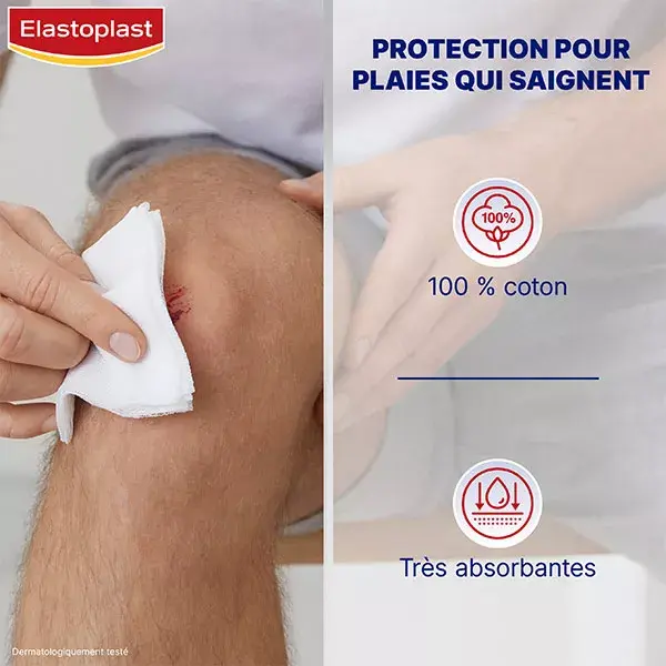 Compressas estéreis Elastoplast para primeiros socorros, 10 cm x 10 cm, 50 unidades