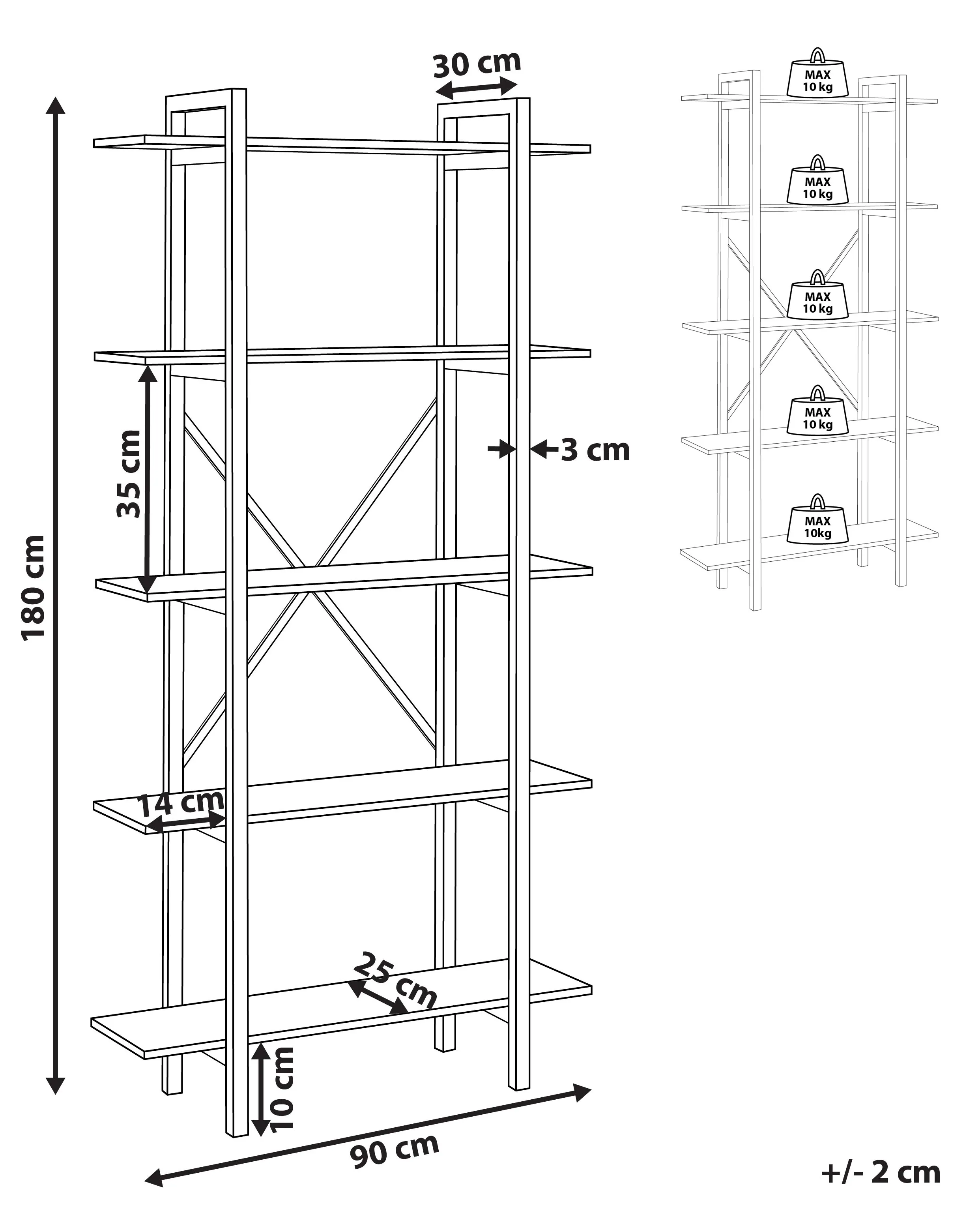 Opbergkast met 5 planken DARBY 180 cm Donkerbruin