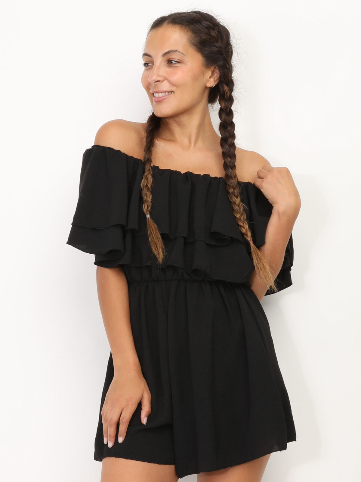 Combi-short à volants- Noir