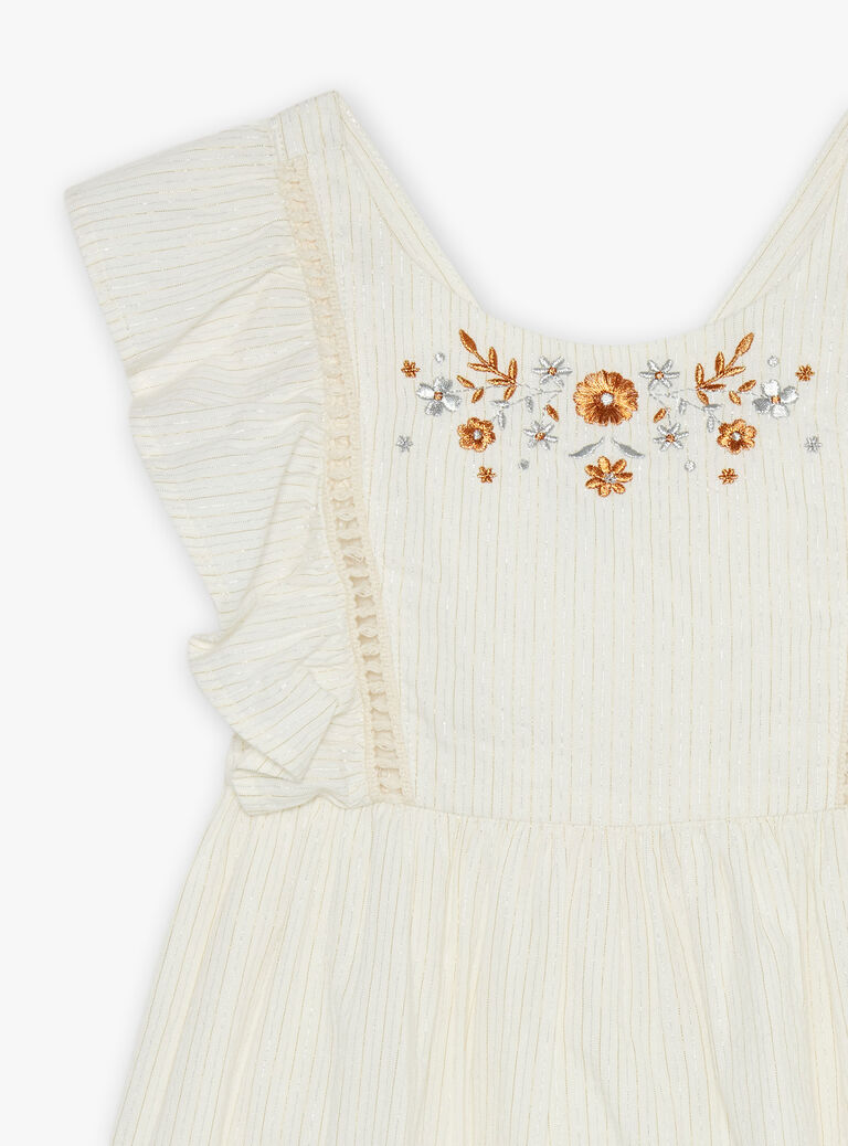Robe à rayures jaune et écru