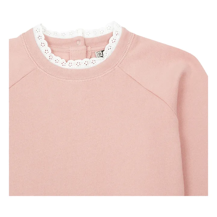Bonton Sweat Coton Bio Col Dentelle Tilia | Rose