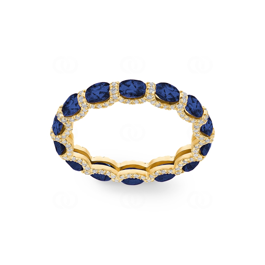 Mémoire-Ring 750/18 K Gelbgold mit Saphiren & Diamanten 0.41 ct H/si