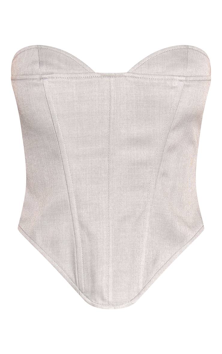 Gris Corset Structuré Tissé À Détail Bonnets
