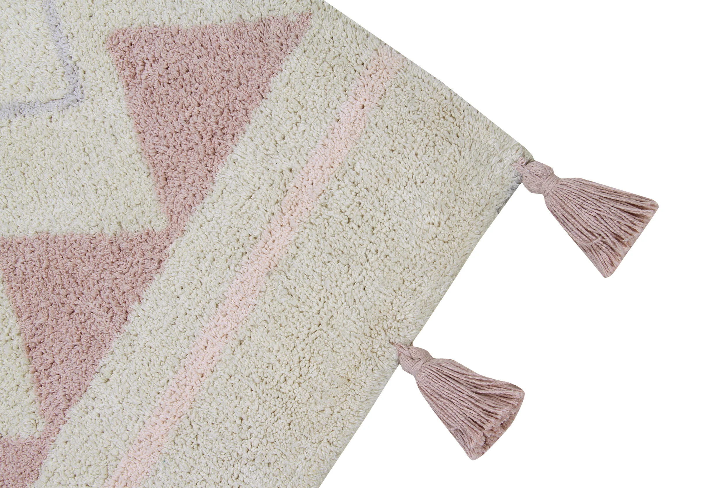 AZTÈQUE - Tapis rectangulaire lavable en coton | Rose