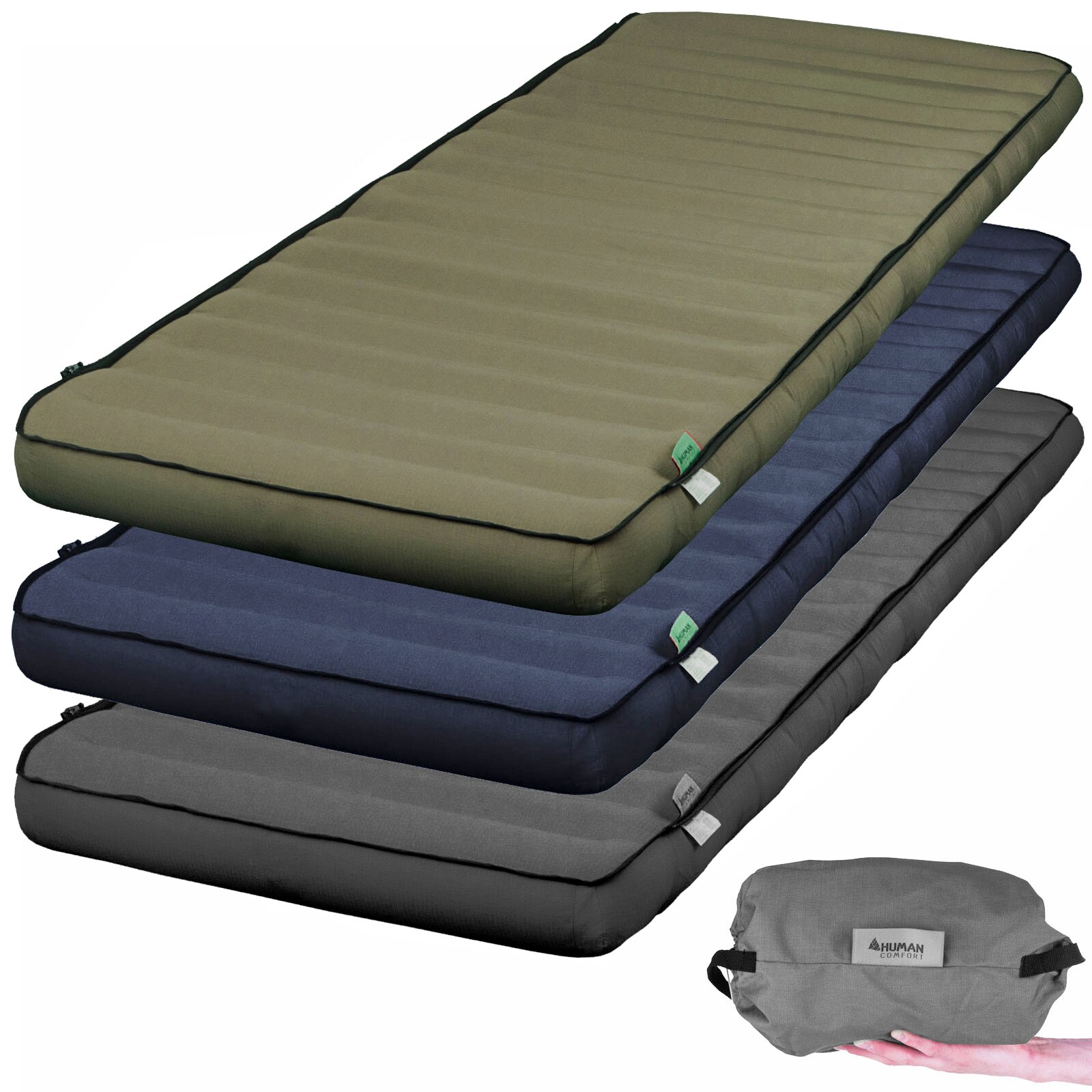 HUMAN COMFORT Luft Bett Chatou Isomatte Kasten Matratze Gäste 100% Baumwolle Farbe: Grün
