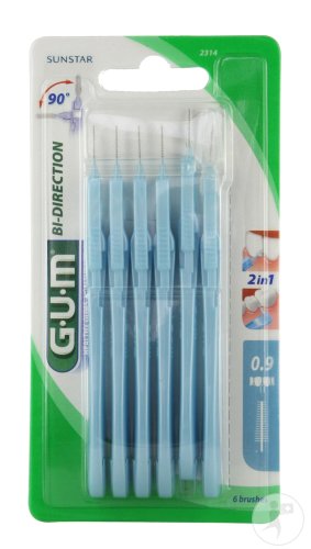 Gum Bi-Direction Brossette Interdentaire 0,9mm Microfine 6 Pièces (2314)